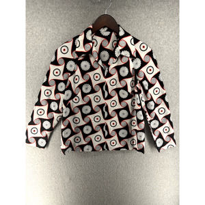 Vintage Black and White Geometric 3/4 Sleeve Blouse Size Small